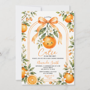En söt liten baby på väg Babyfirande Orange Inbjudningar