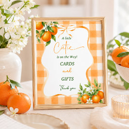 En söt liten baby shower-dekoration med orange tem poster