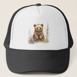 En söt liten björn - Konstnärlig illustration Keps