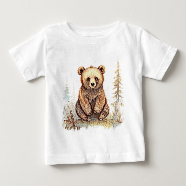 En söt liten björn - Konstnärlig illustration T Shirt (Framsida)