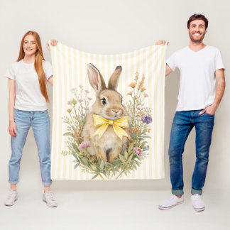En söt liten Blommande Kanin Gul Band Baby Fleecefilt