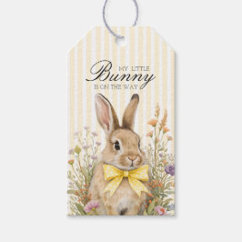 En söt liten Blomster Kanin Gul Rosett Baby Shower Presentetikett