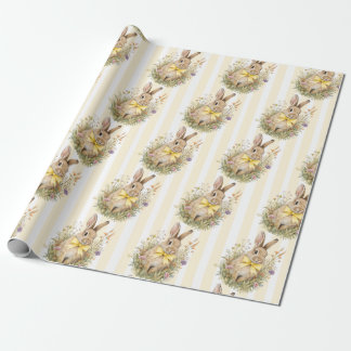 En söt liten Blomster Kanin Gul Rosett Baby Shower Presentpapper