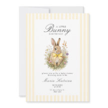 En söt liten Blomster Kanin Gul Rosett Babyfirande
