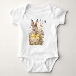 En söt liten Blomsterkanin Gul Rosett Babyfirande T Shirt