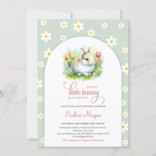 En söt liten bunt med daisy som säljer rosa baby inbjudningar