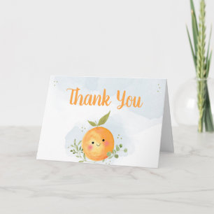 En söt liten citrus apelsin baby shower tack kort