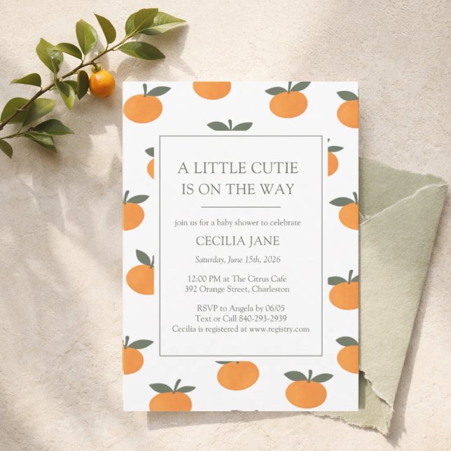 En söt liten citrus könsneutral baby shower inbjudningar (Skapare uppladdad)