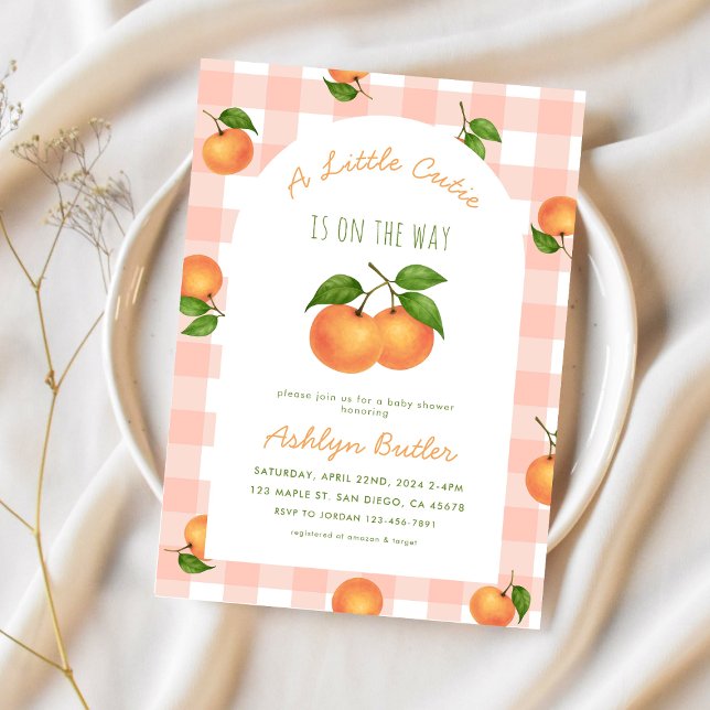 En söt liten citrus rosa baby shower inbjudan (Skapare uppladdad)