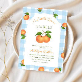 En söt liten citrusblå baby shower-inbjudan inbjudningar