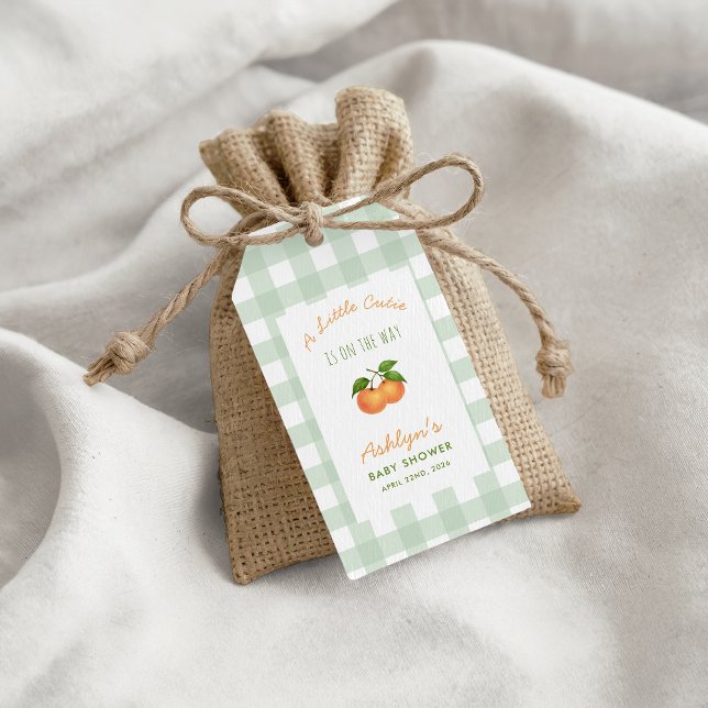 En söt liten citrusgrön presentetikett för babykal (Skapare uppladdad)