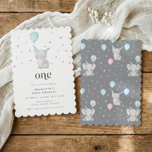 En söt liten elefantbaby Första födelsedagsfest