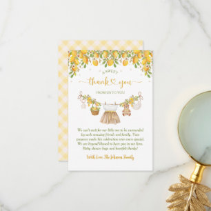En söt liten en citron citrus baby shower tack kort
