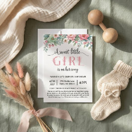 En söt liten flicka är på väg Baby Shower Inbjudningar