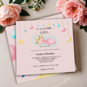 En söt liten flicka rosa Baby Shower Inbjudningar