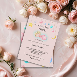 En söt liten flicka rosa Baby Shower Inbjudningar