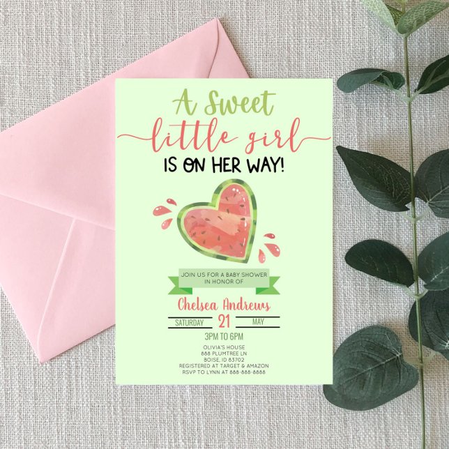 En söt liten flicka, Watermelon Baby Shower Inbjudningar (Skapare uppladdad)