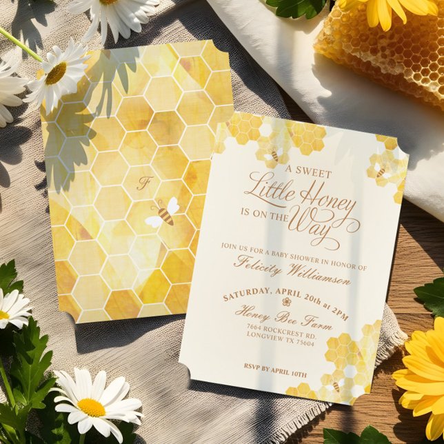 En söt, liten honung på sättet att visa sig vara e inbjudningar (A Sweet Little Honey On The Way Bee Baby Shower Invitation)