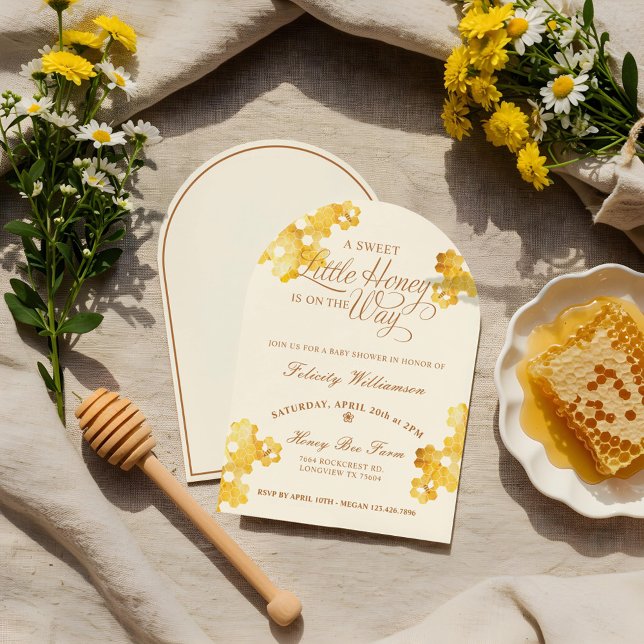 En söt, liten honung på sättet att visa sig vara e inbjudningar (A Sweet Little Honey On The Way Bee Baby Shower Invitation)