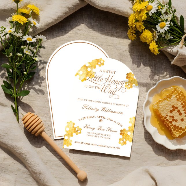 En söt, liten honung på sättet att visa sig vara e inbjudningar (A Sweet Little Honey On The Way Bee Baby Shower Invitation)