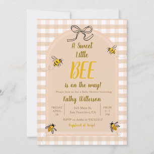 En söt liten honungsbi Gingham Baby Shower Inbjudningar