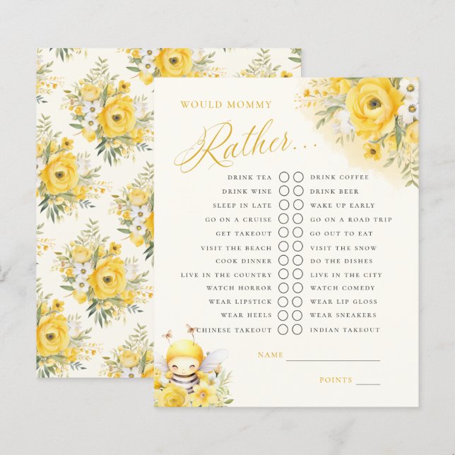 En söt liten honungsbi skulle hellre spela Mamma (Fram/baksida)