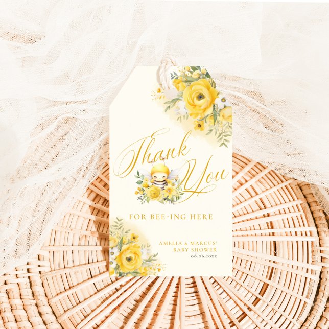 En söt liten honungsbin Babyskare Tack Presentetikett (Skapare uppladdad)