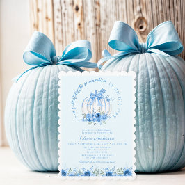 En söt liten knumpkin Bow Blue Baby Shower Inbjudningar
