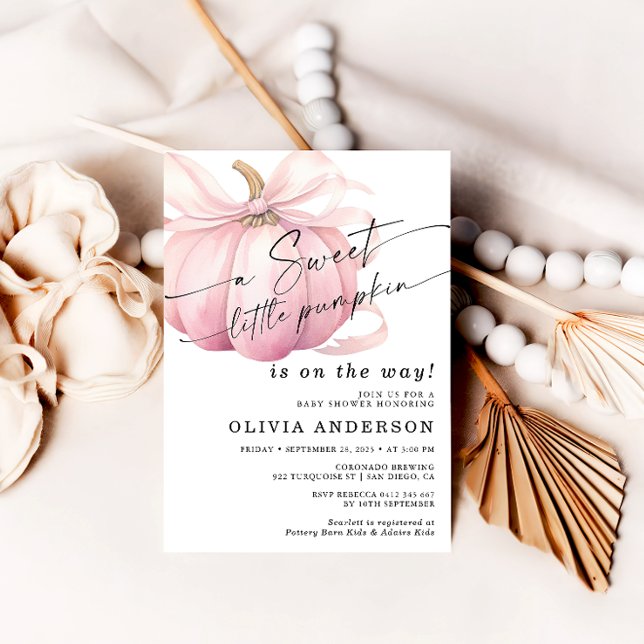 En söt liten knumpkin Cute Rosa Baby Shower Inbjudningar (Skapare uppladdad)