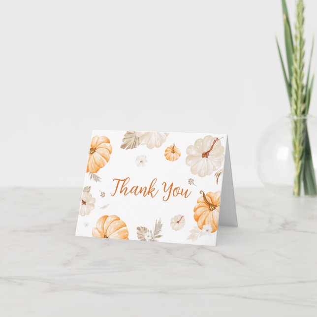En söt liten knumpkin Fall Baby Shower Tack Kort (Framsida)