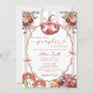 En söt liten knumpkin Marsala Bow Baby Shower Inbjudningar
