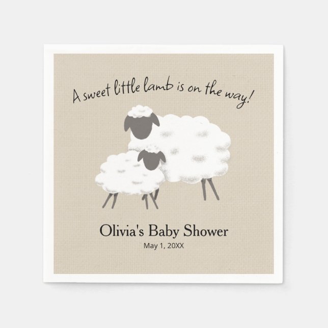 En söt liten lambbuskdusch pappersservett (Framsidan)
