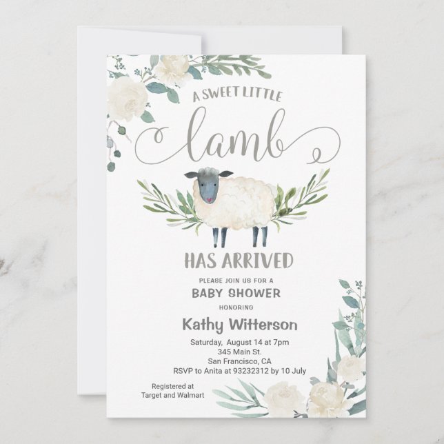 En söt liten lampa har kommit från Blommigten Baby Inbjudningar (Framsida)