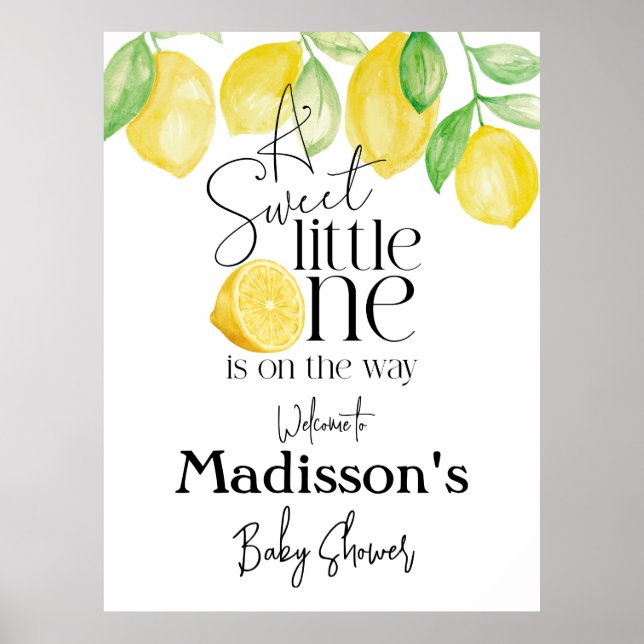En söt liten, Lemon-tema, Babydusch Poster (Framsidan)