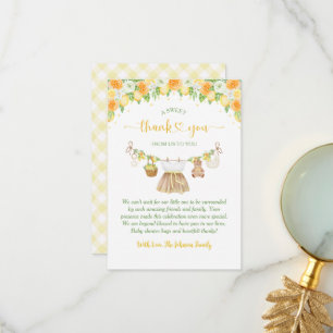 En söt liten lemoncitrusblommande baby shower tack kort