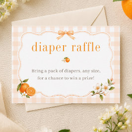 En söt liten orange baby shower blöjlotteri tilläggskort