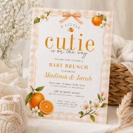 En söt liten orange baby shower-brunch för en tjej inbjudningar