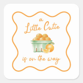En söt liten orange baby shower fyrkantigt klistermärke