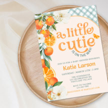 En söt liten orange baby shower inbjudan |