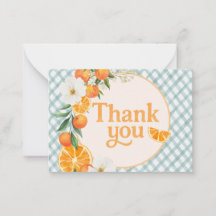 En söt liten orange baby shower-märke |
