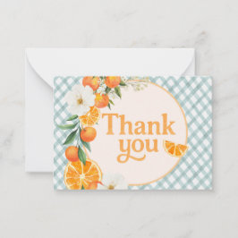 En söt liten orange baby shower-märke | anteckningskort