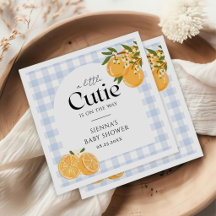 En söt liten orange rutig citrus baby shower