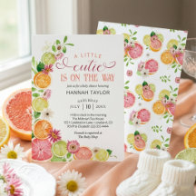 En söt liten på väg Citrus Babyfirande