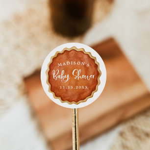 En söt liten paj Höstpumpa Baby Shower Runt Klistermärke