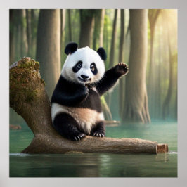 En söt liten Panda som pockar för kameran Poster
