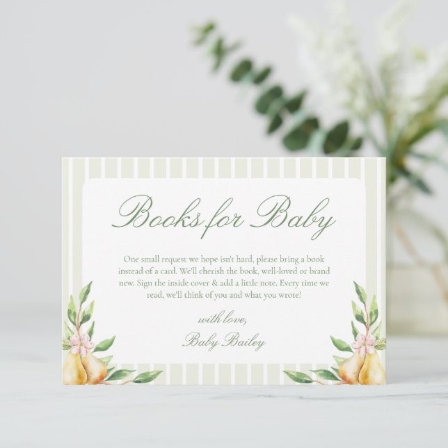 En söt liten päron-baby shower-böcker för bebis tilläggskort (Stående Fram)