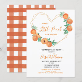 En söt liten persika är på väg att bli babyskor  inbjudningar