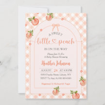 En söt liten persika-rutig baby shower