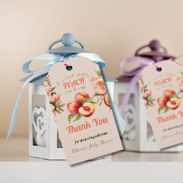 En söt liten persiko-Blommigt, babyskor Presentetikett
