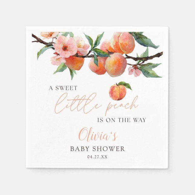 En söt liten persikobabyshower pappersservett (Framsidan)
